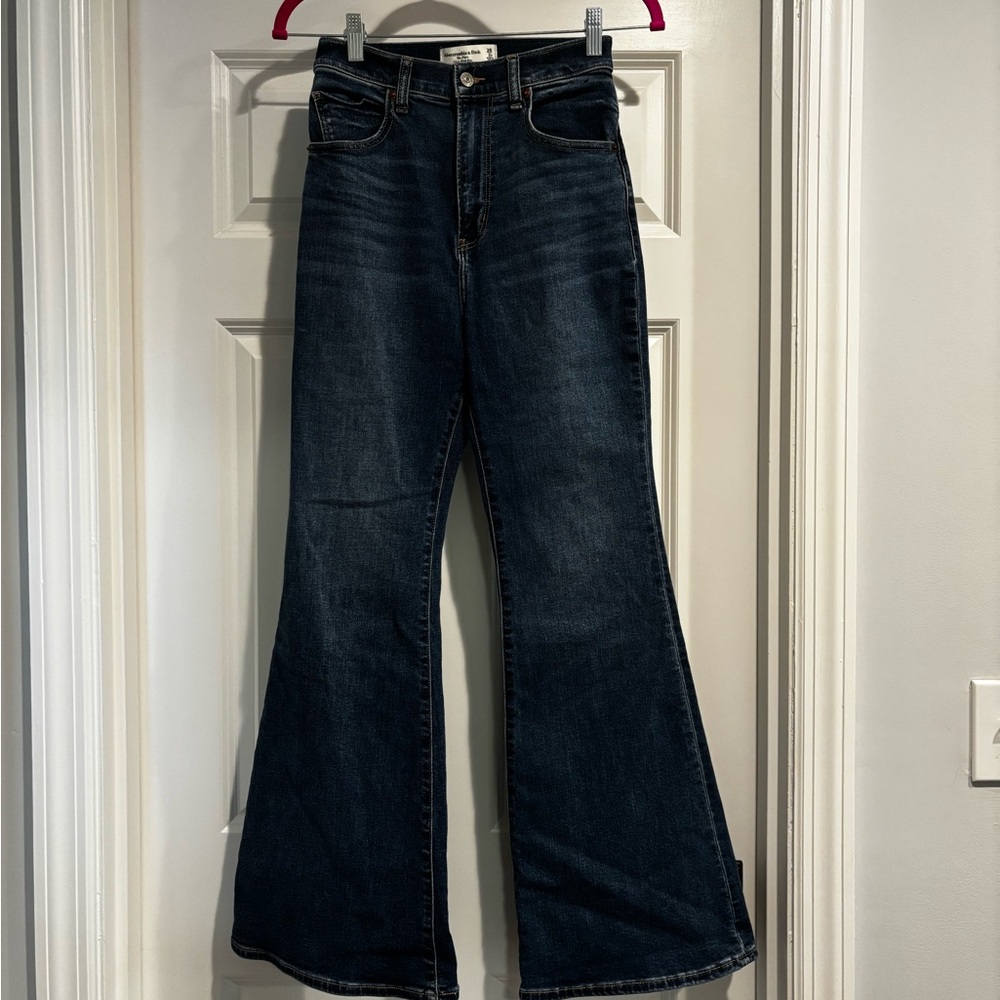 Abercrombie & Fitch Blue Flare Leg Ultra High Rise Curve Love Jeans